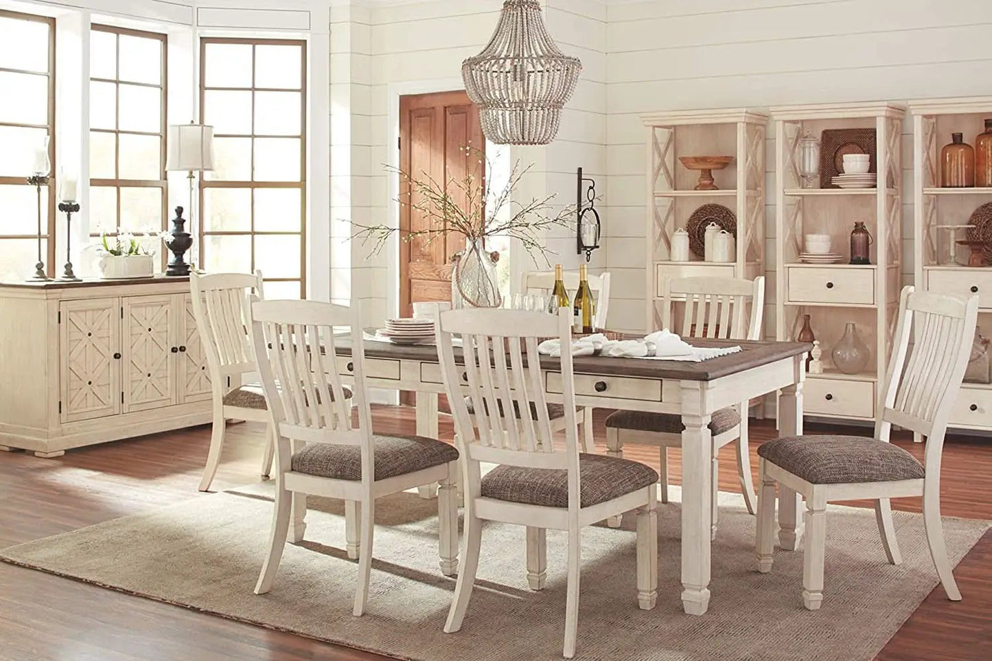 20 Inch Upholstered Dining Chair Antique White Set Of 2 from PriceLows™