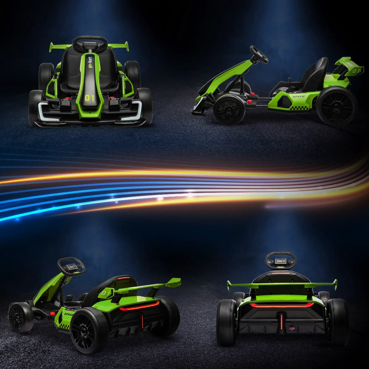 Aosom Electric Go Kart for Kids | 24V Dual Drive | 7.5 MPH | Green
