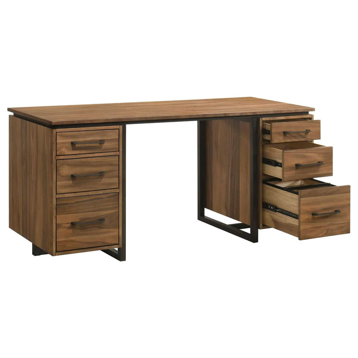 Berhalter 6-Drawer Double Pedestal File Computer Desk | 63 x 25.75 x 30 in | Rubberwood & Engineered Wood | Home Office