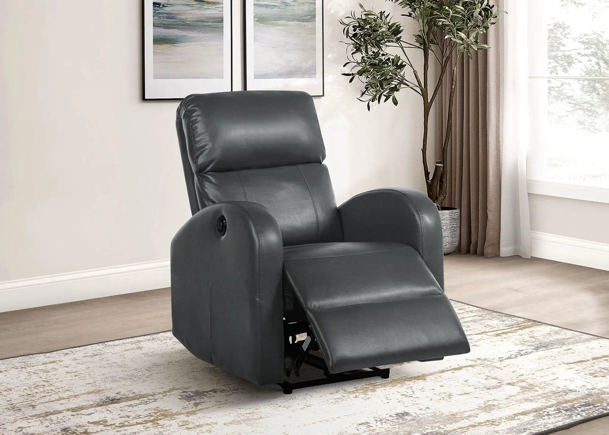 Grant Upholstered Power Recliner Chair | 29.5 x 37.5 x 40.5 in | Living Room Furniture | Grey
