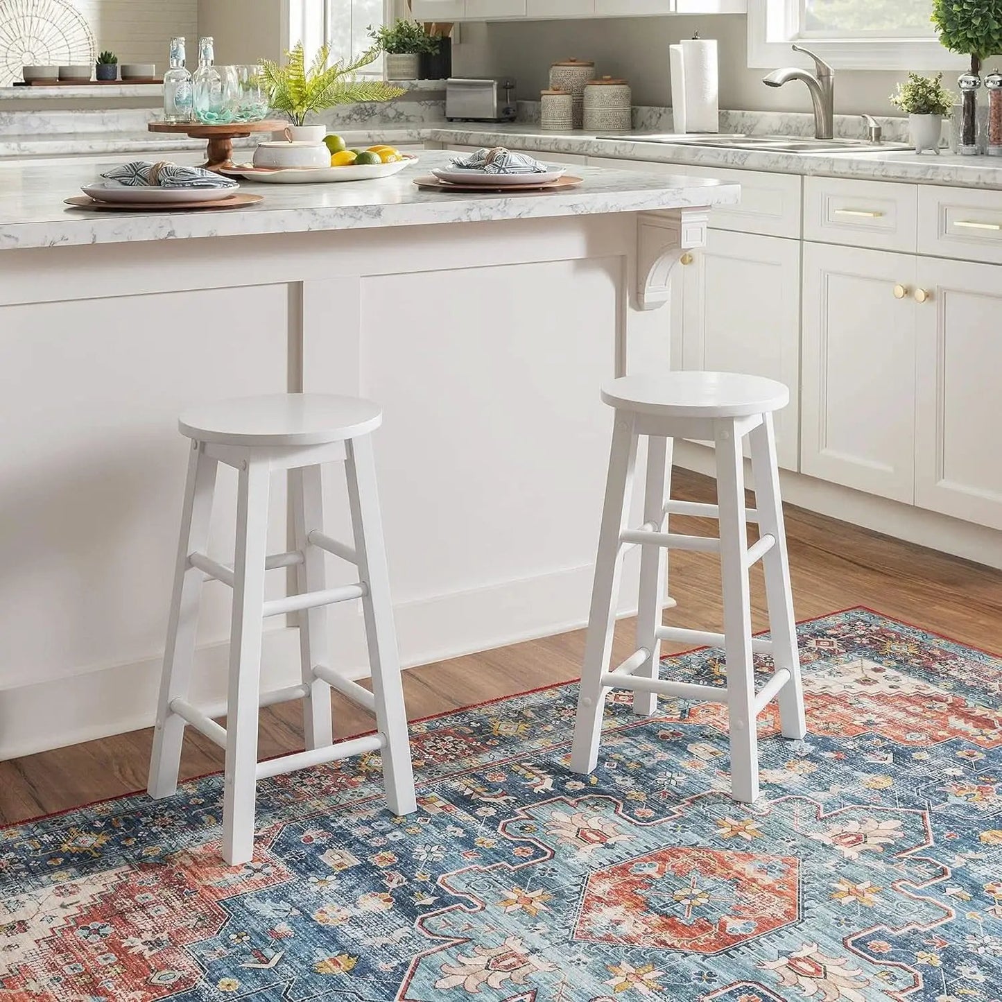 Zeke White 24 Inch Counter Stool Modern Kitchen Seating from PriceLows™