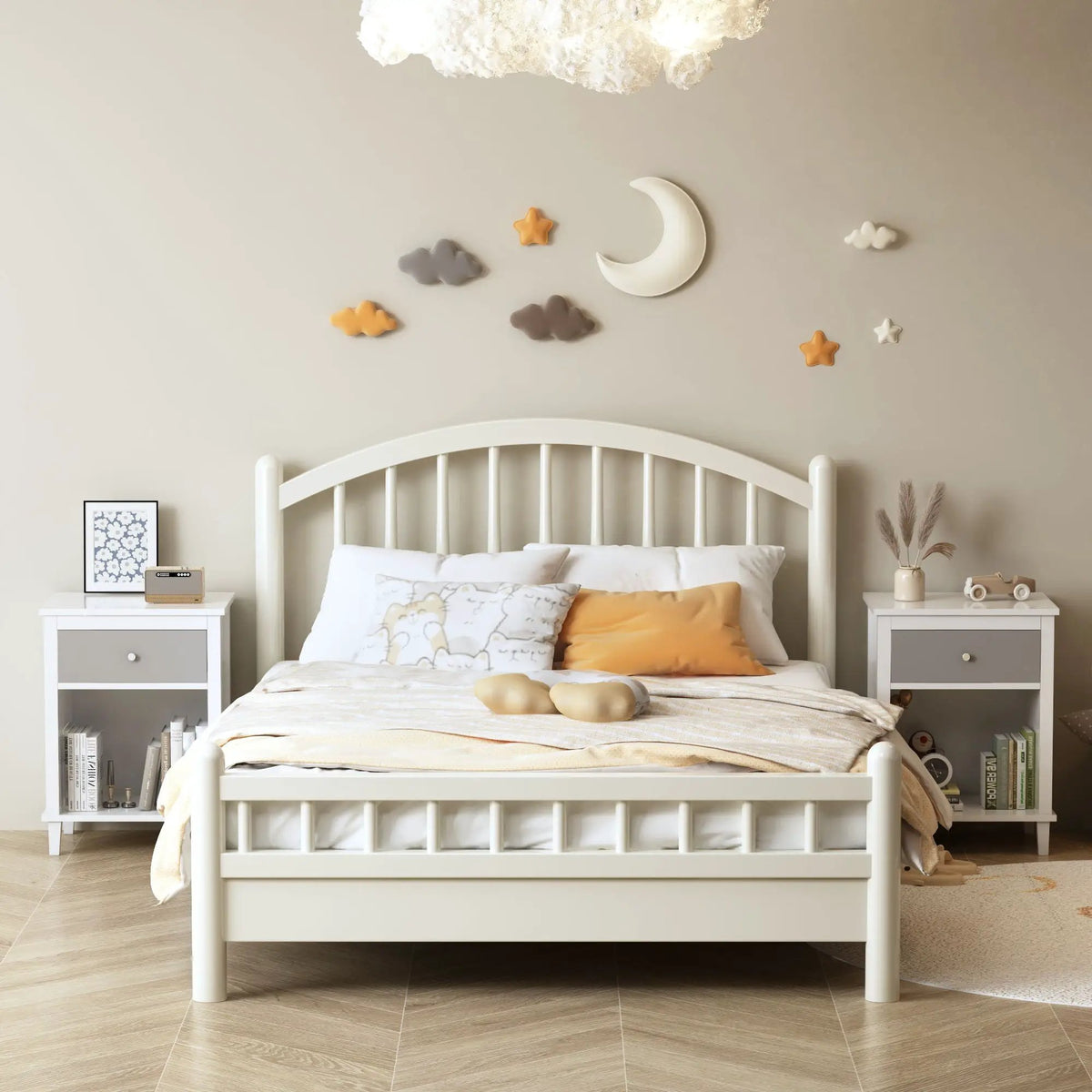 Nightstand With 1 Drawer And 1 Shelf | Aluminum Handles | Tip-Over Restraint | Child-Safe Design