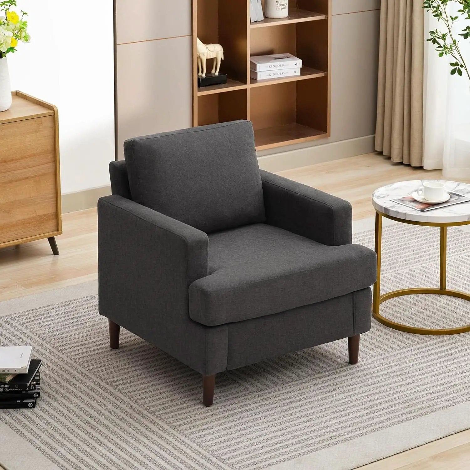 Mid Century Modern Premium Upholstered Armchair Grey from PriceLows™