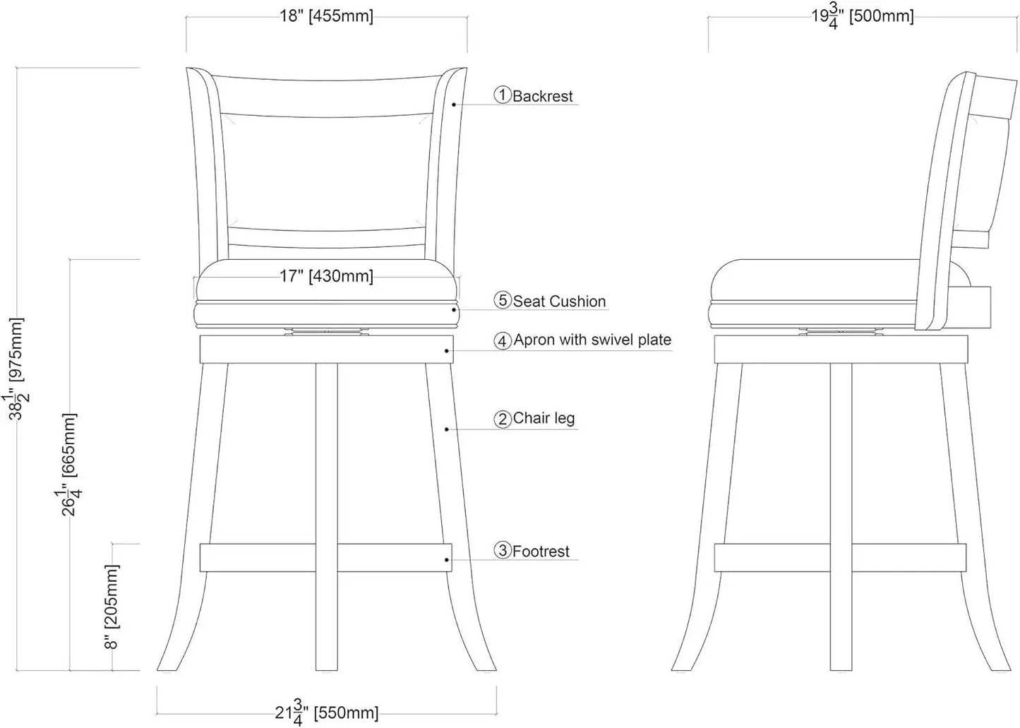 Swivel Bar Stool 29 Inch Cappuccino Faux Leather Upholstery from PriceLows™
