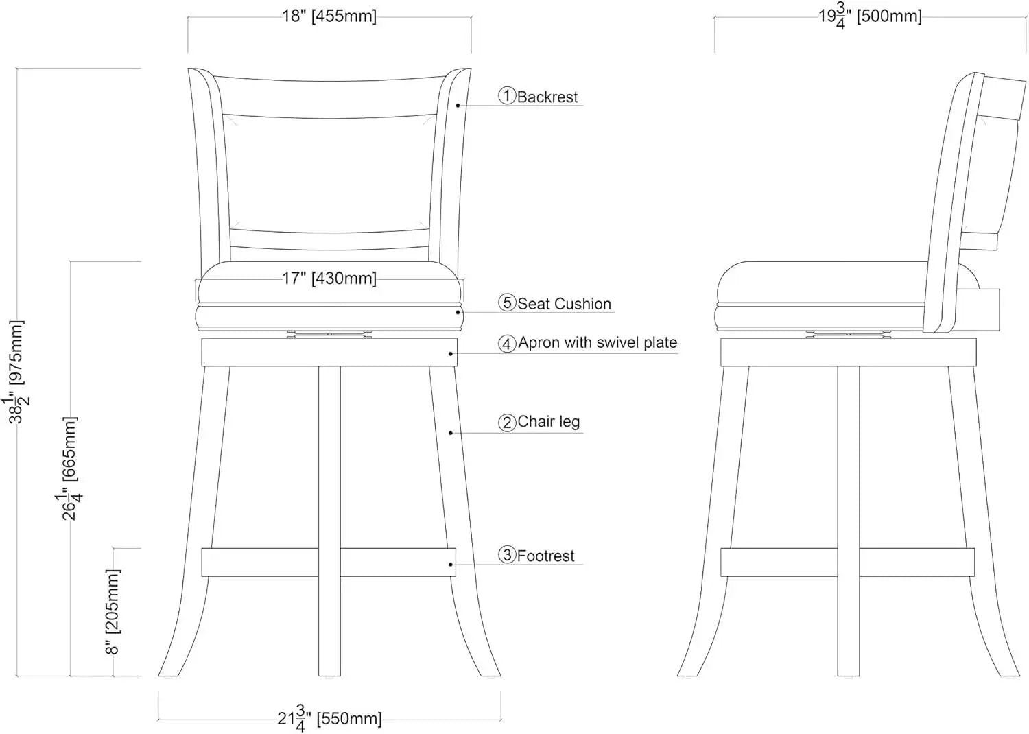 Swivel Bar Stool 29 Inch Cappuccino Faux Leather Upholstery from PriceLows™