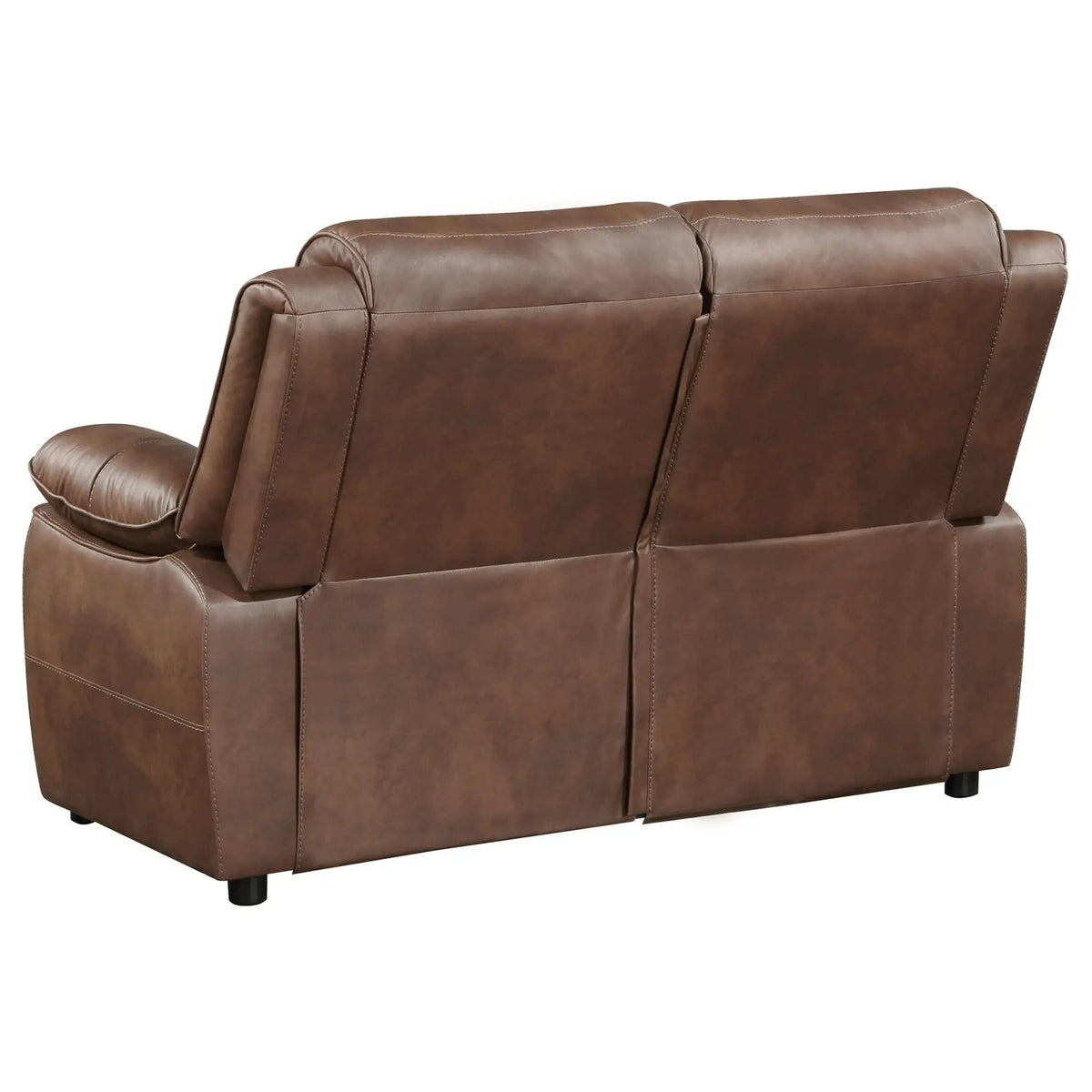 Ellington Upholstered Padded Arm Loveseat | 63 x 39 x 40.5 in | Faux Leather | Dark Brown