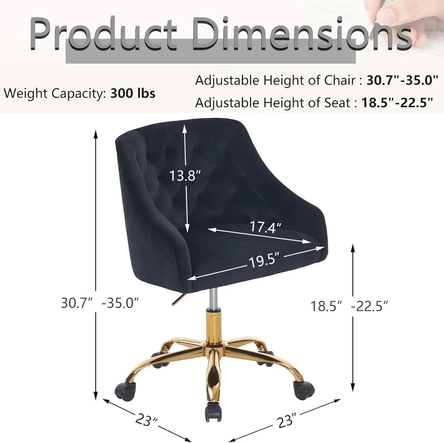 Black Velvet Office Chair 360 Swivel For Home Office from PriceLows™