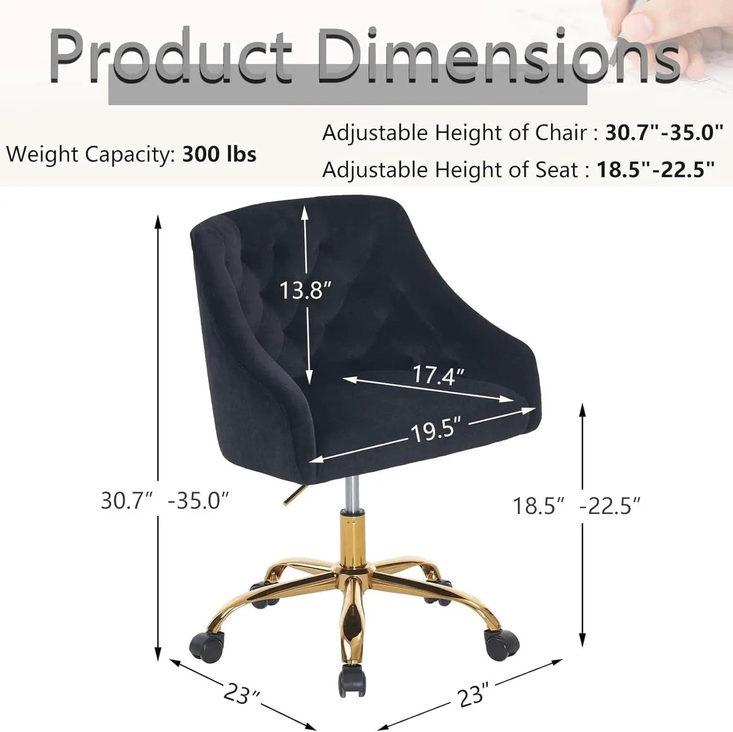 Black Velvet Office Chair 360 Swivel For Home Office from PriceLows™