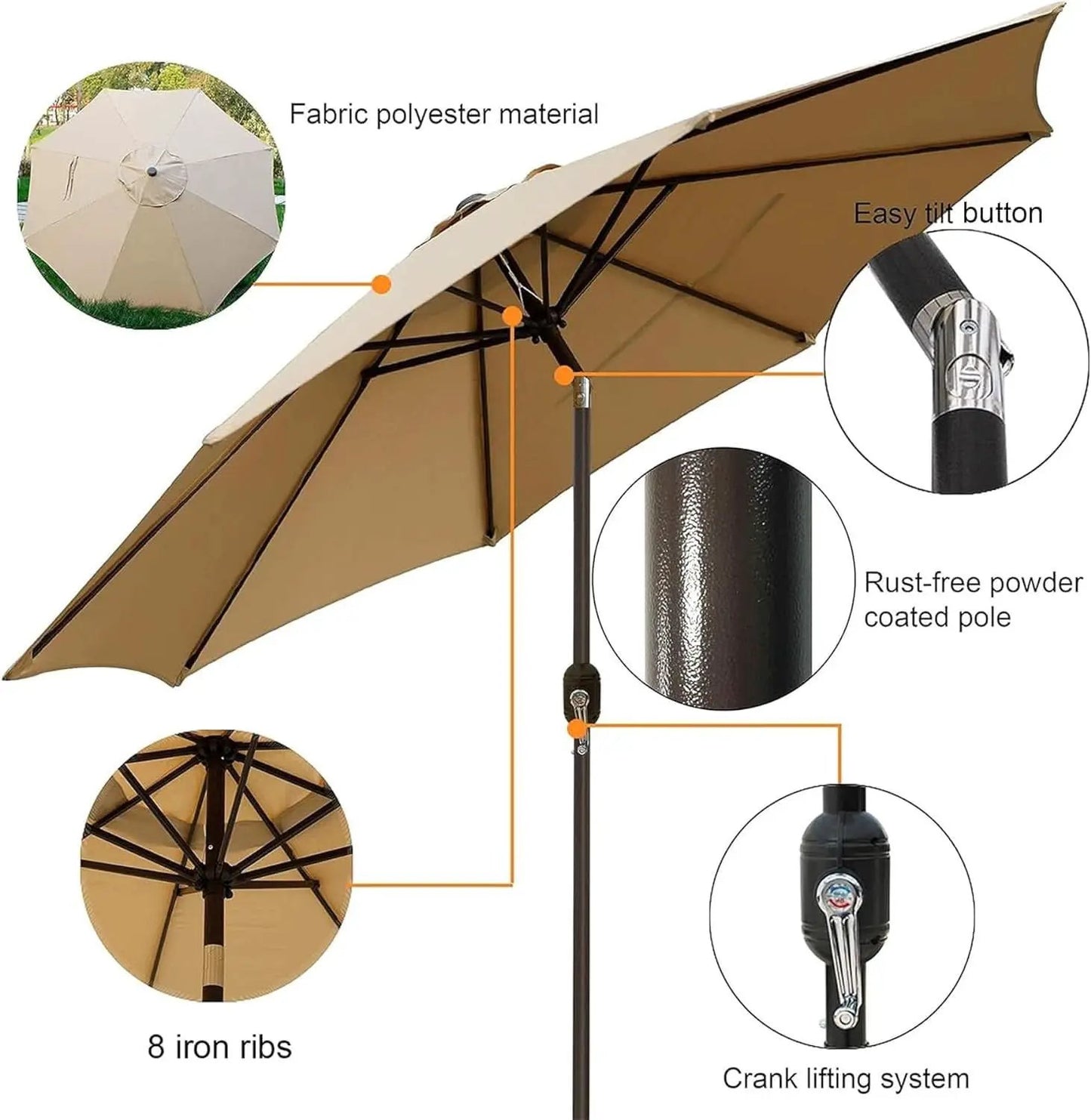 9 Foot Outdoor Patio Umbrella With Push Button Tilt from PriceLows™