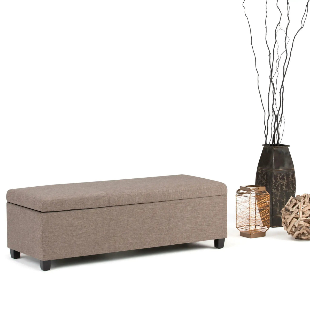 Storage Ottoman Bench | Solid Wood Frame | High Density Foam
