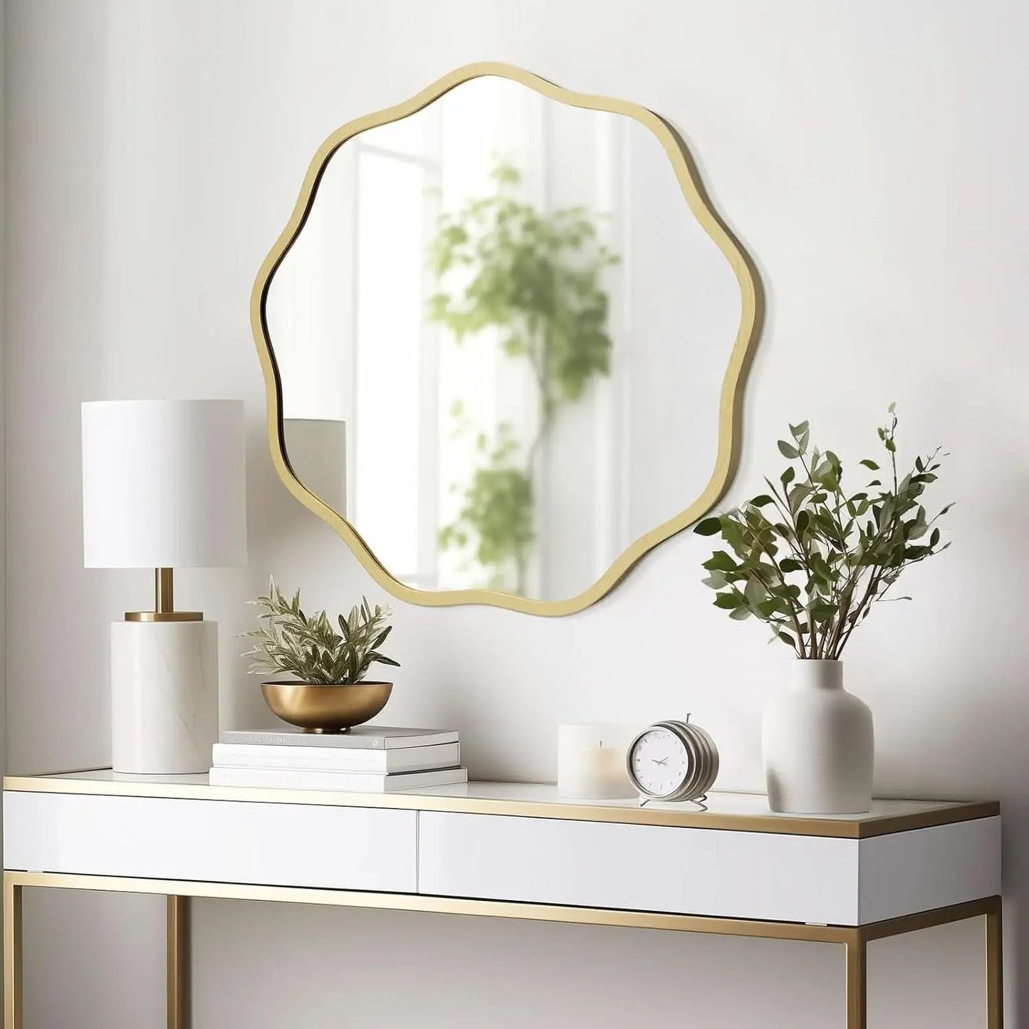 Gold Round Wall Mirror 20 Inch Decorative Home Accent from PriceLows™