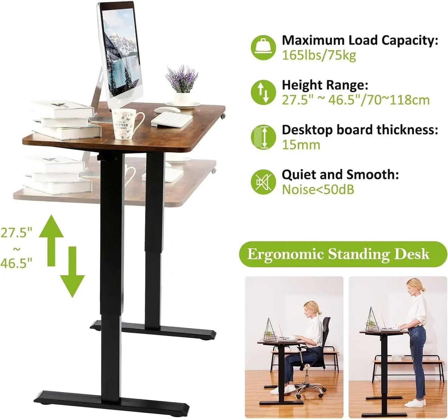 Electric Standing Desk 55 x 24 In With Charging Station from PriceLows™