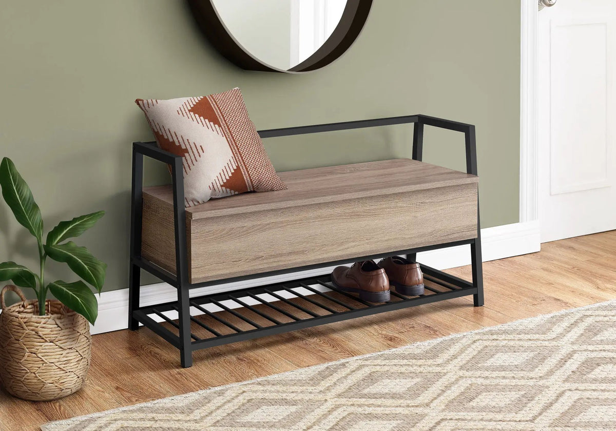 Flip-Top Storage Bench | Shoe Rack Combination | Contemporary Wood-Look Finish | 42 Inch Length