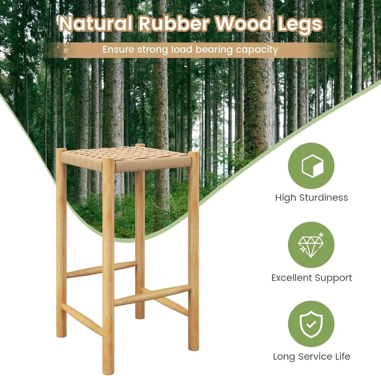 26 Inch Counter Height Wood Bar Stools Set of Two from PriceLows™