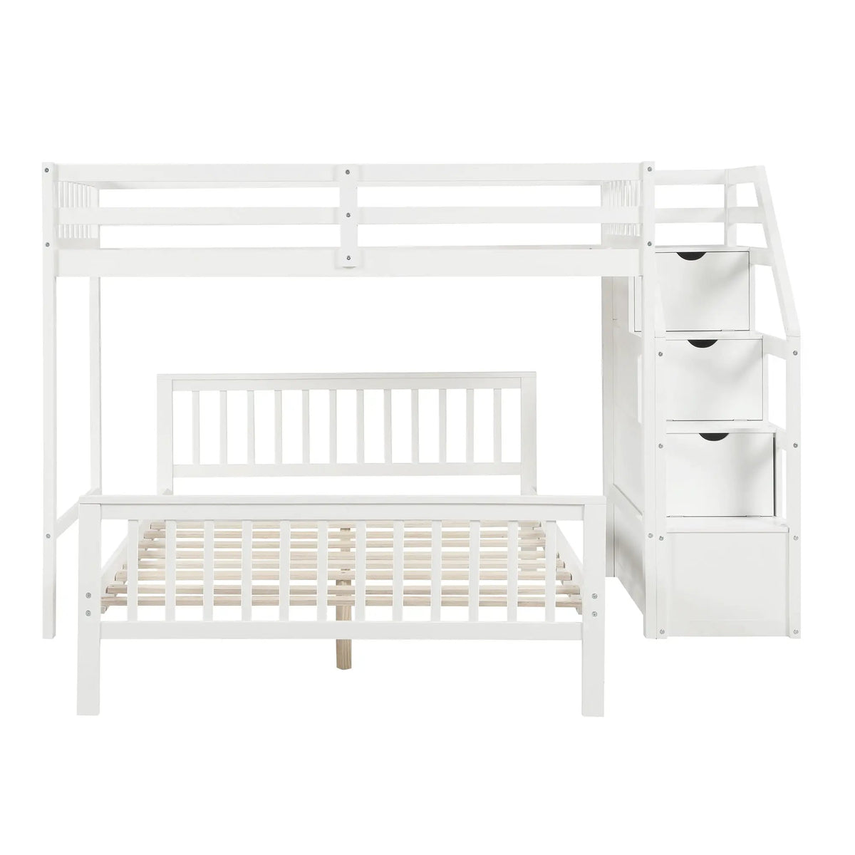 Loft Bed | Staircase Storage | High Guardrails | Twin Size