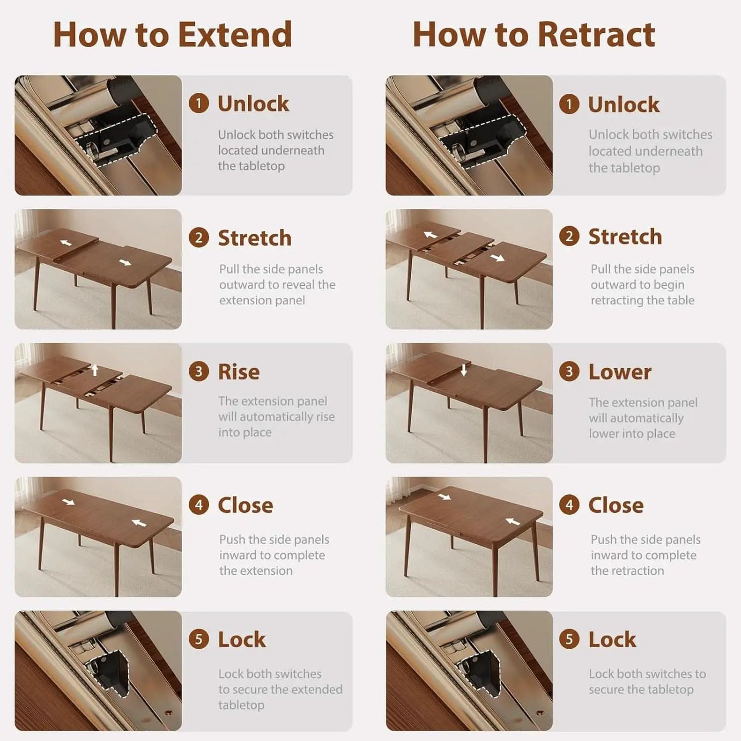 Walnut Telescoping Solid Dining Table With Extension from PriceLows™
