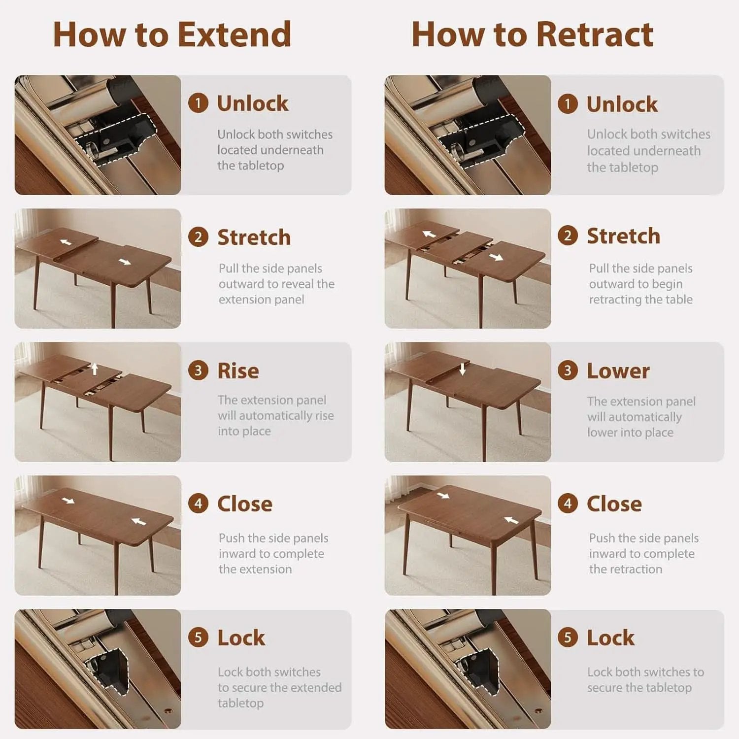Walnut Telescoping Solid Dining Table With Extension from PriceLows™