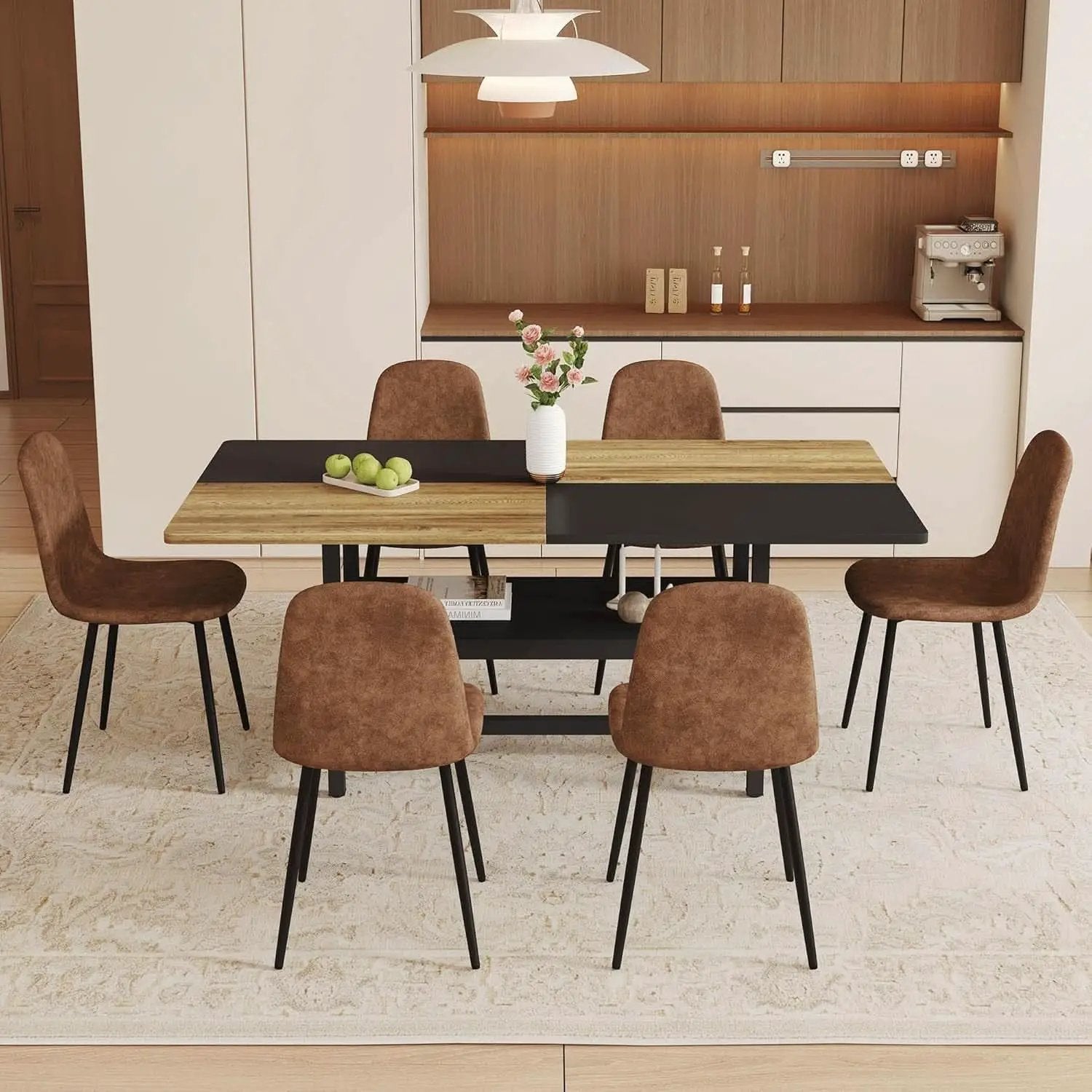 71 Inch Weathered Brown Premium Rustic Dining Table Set from PriceLows™