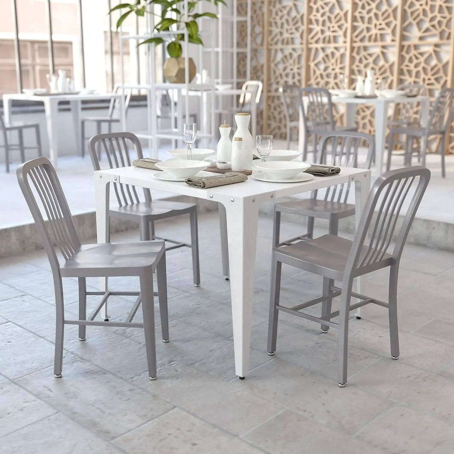 Gael Modern Metal Dining Chairs Set Of 2 In Silver