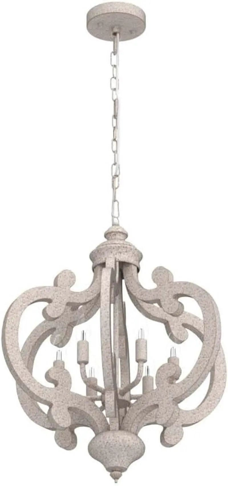 Wooden Farmhouse Chandelier Distressed White Five Lights from PriceLows™