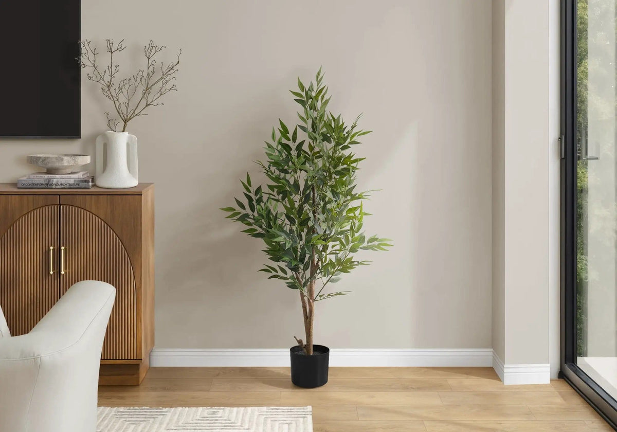 47" Tall, Artificial Plant, Acacia Tree, Indoor, Faux, Fake, Floor, Greenery | 23 x 21 x 47 in | Home Furniture | Black