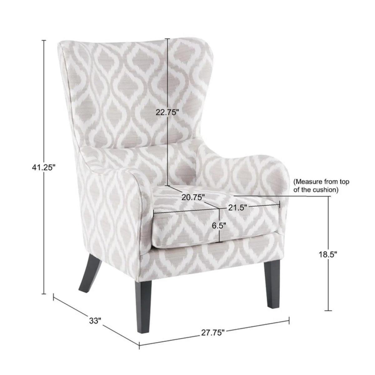 Arianna Swoop Wing Chair | Traditional Wing Back | Round Arms | High-Density Foam