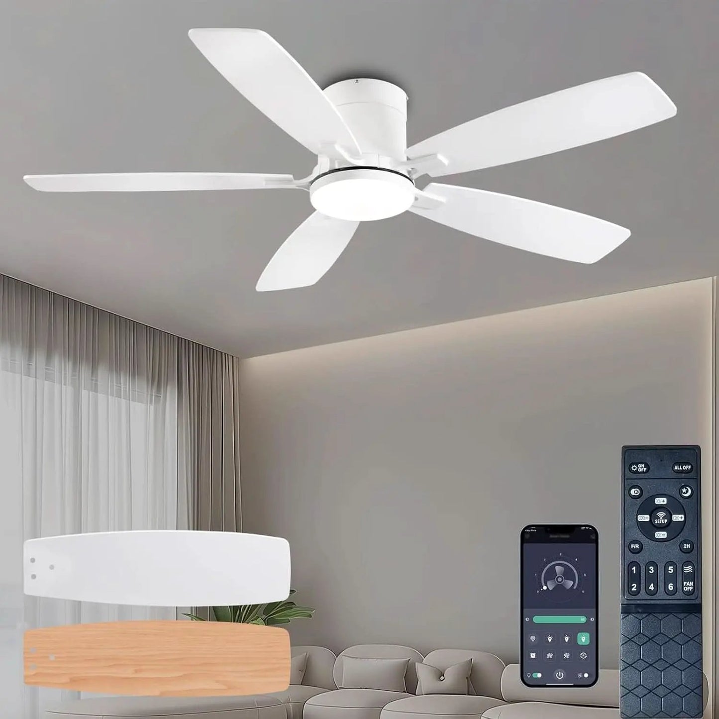 52 Inch Energy Efficient Ceiling Fan With Remote Control from PriceLows™