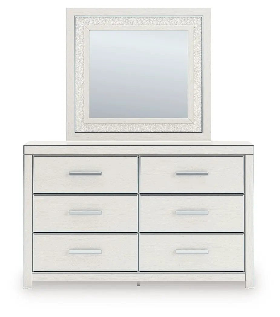 Zuraleus Six Drawer Dresser | Large-Scale Handles | Chrome-Tone Details | Glam Style