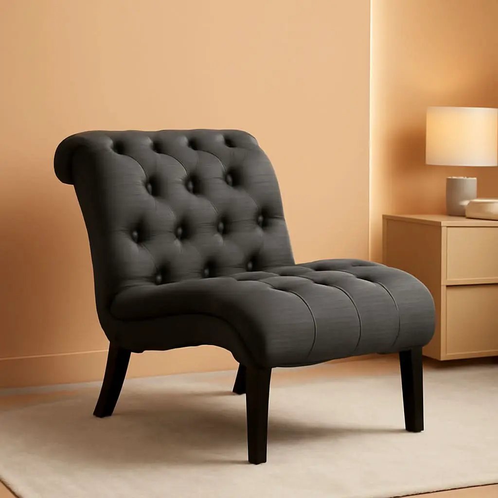 Button Tufted Slipper Chair For Compact Living Room Decor from PriceLows™