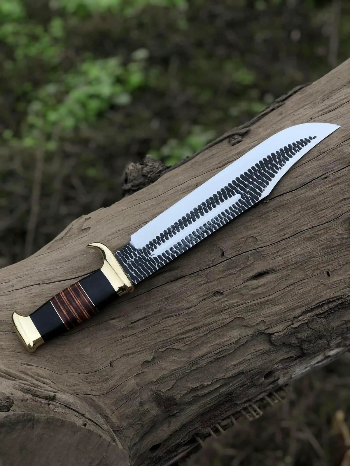 Custom Handmade J2 Steel Hand Forged Bowie Knife with Brass Guard and Leather Handle | Steel | Hunting & Survival Knife | Home