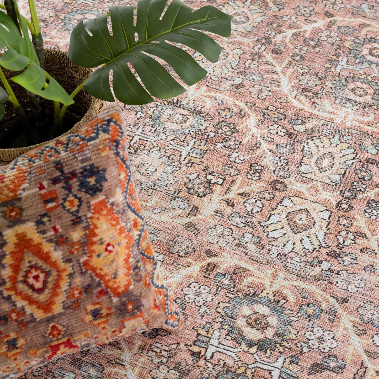 Urpi Rose & Brown Washable Area Rug from PriceLows™