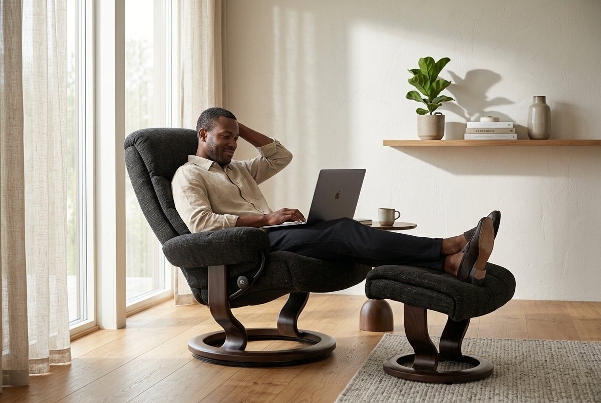 Contemporary Euro Recliner | Plush Cushioning | With Ottoman