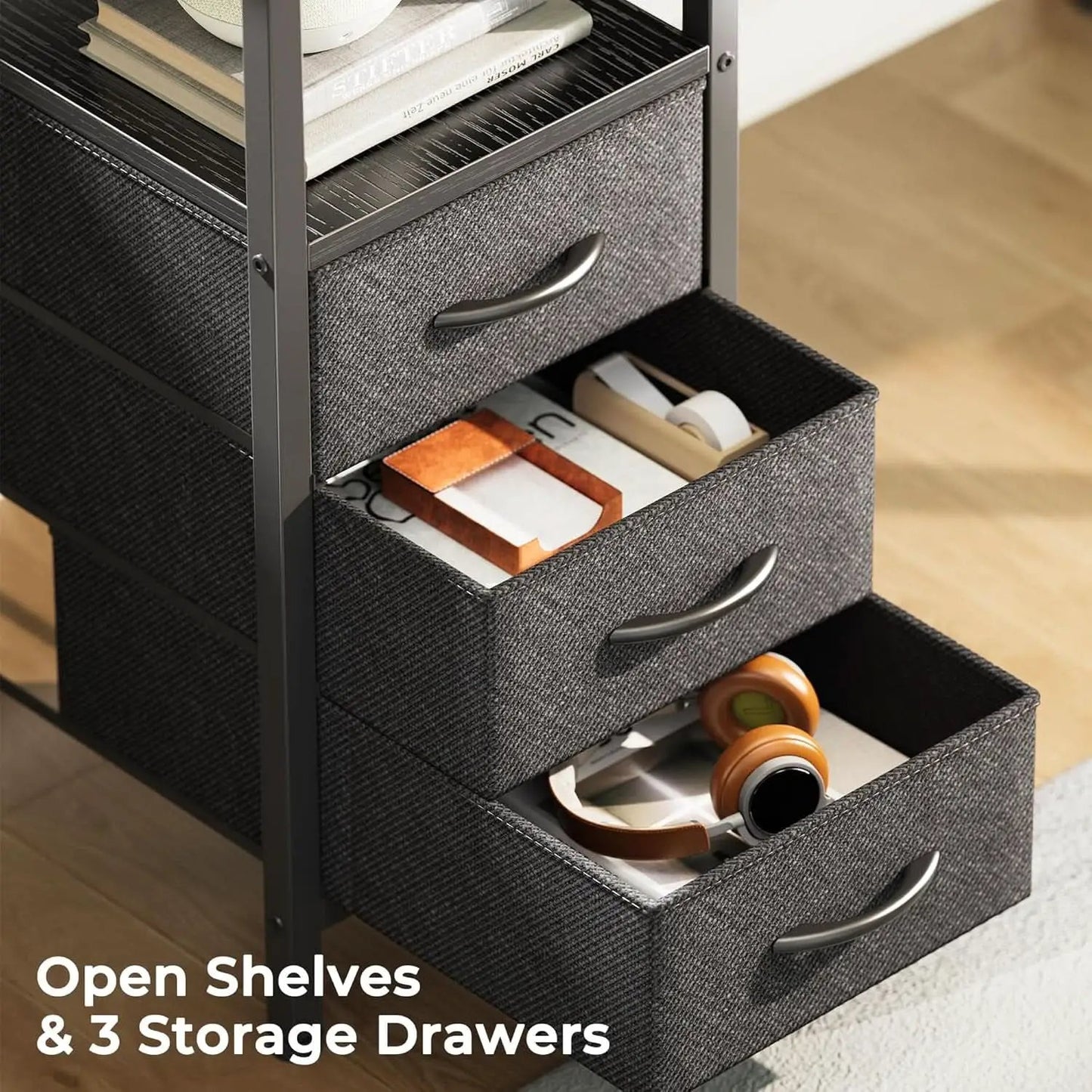 L Shaped Desk 47 Inch With Power Outlets And Ample Storage from PriceLows™