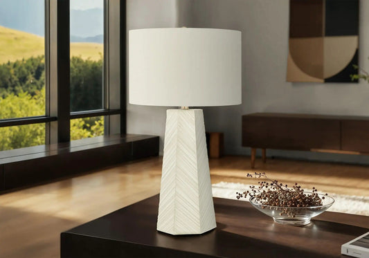 Lighting, Table Lamp, Ceramic, Contemporary - | 16 x 16 x 29.25 in | Linen & Ceramic | White
