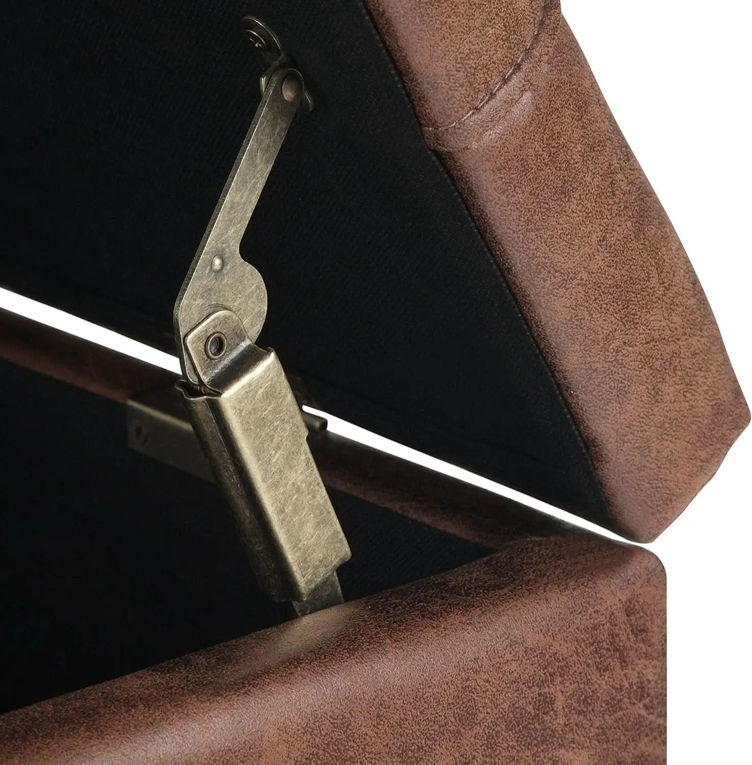Distressed Umber 36 Inch Storage Ottoman Vegan Faux Leather from PriceLows™