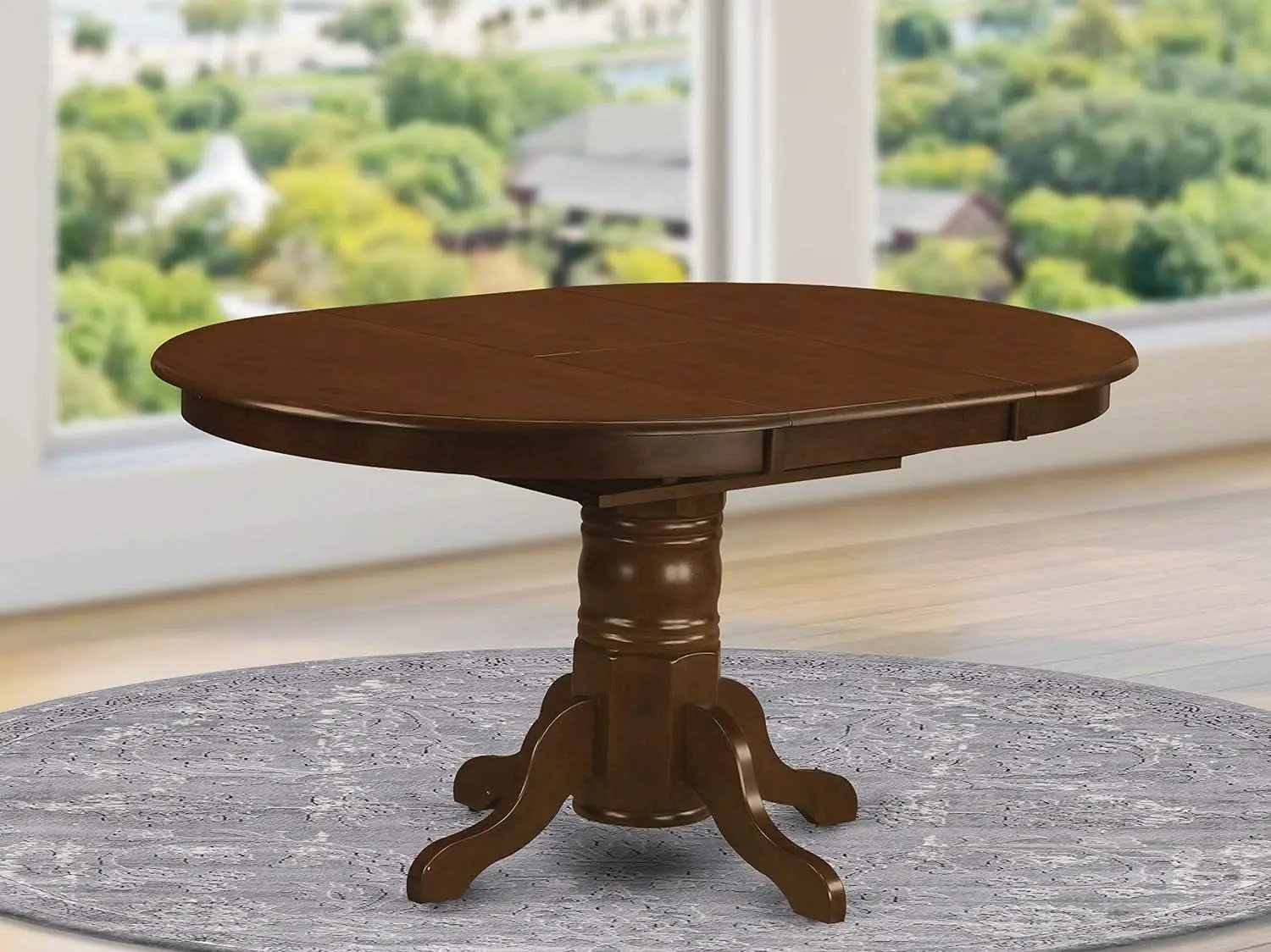 Oval Solid Wood Dining Table With Butterfly Leaf Espresso from PriceLows™