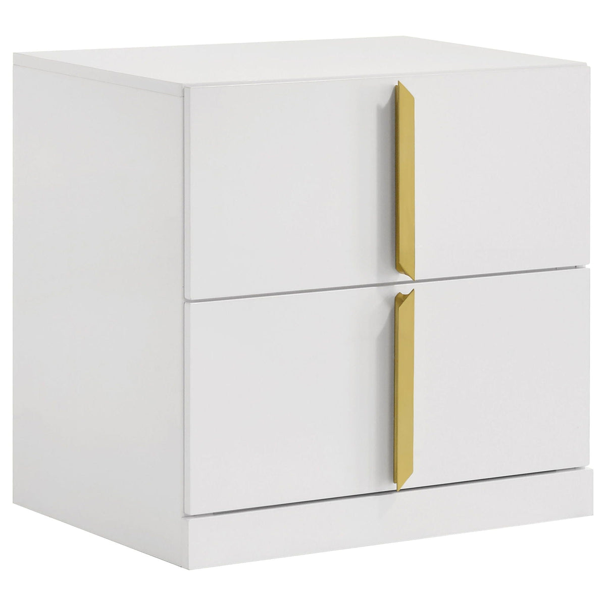 Ines 2-drawer Nightstand Bedside Table White High Gloss | 23.5 x 17 x 23.25 in | 2-Drawer | Bedroom