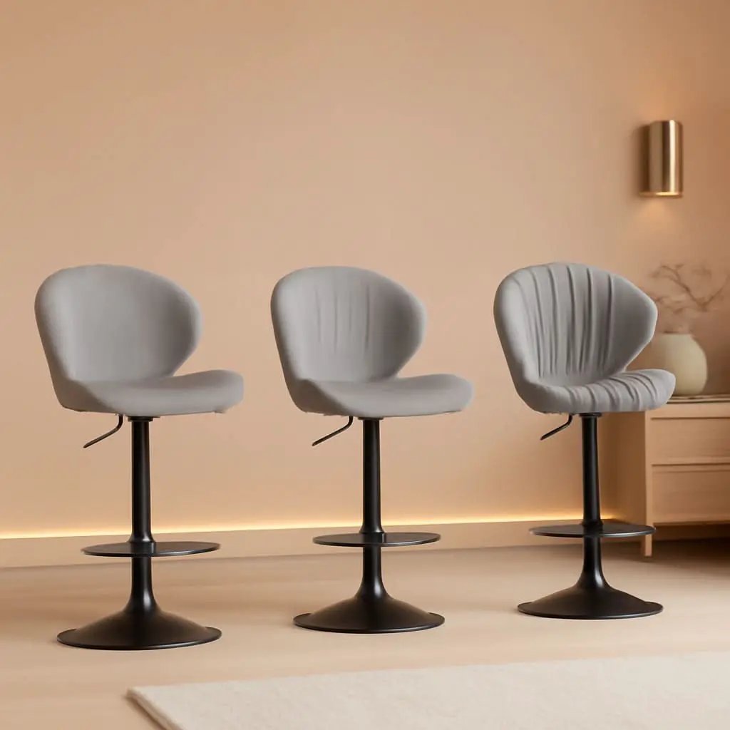 Light Grey Swivel Bar Stools Set Of 3 With High Backrest from PriceLows™