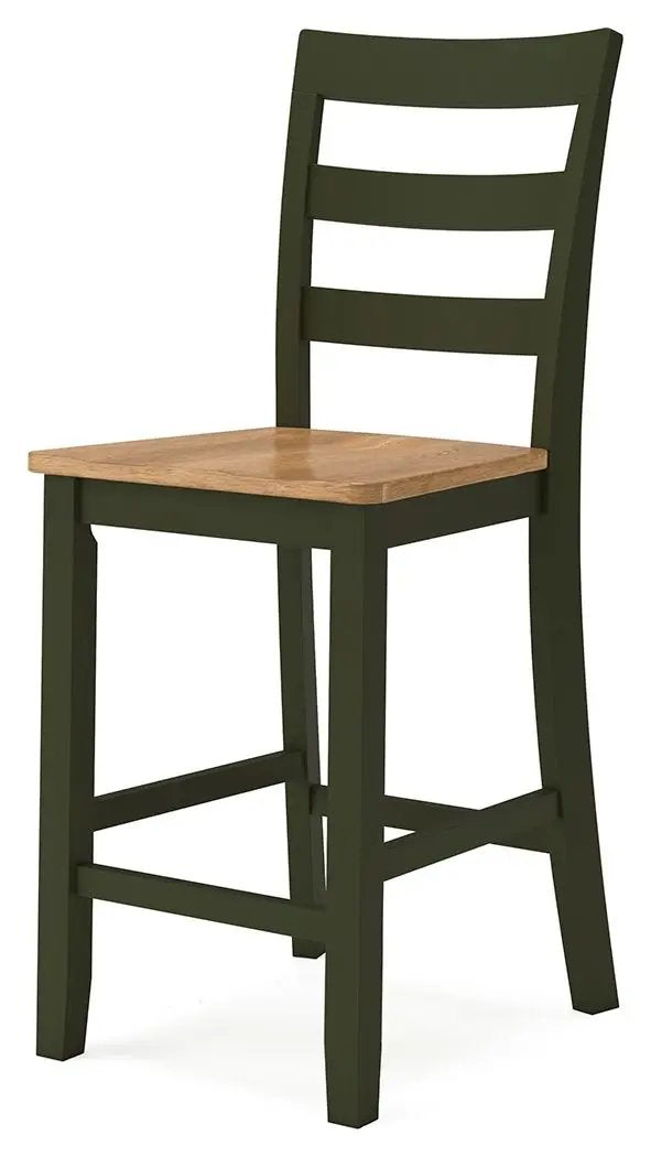 Counter Height Bar Stools | Contoured Seat | Natural Wood | Set Of Two