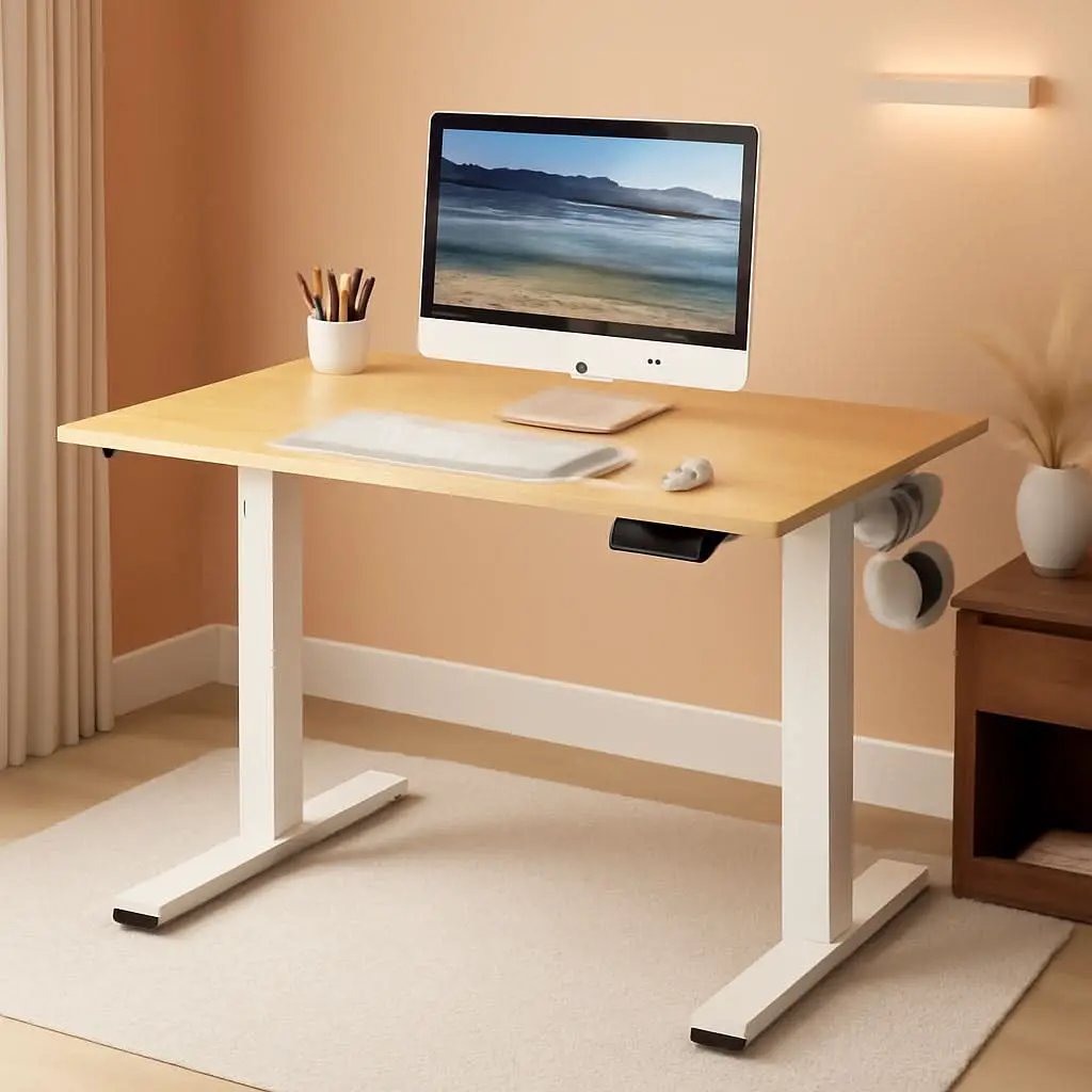 Oak Electric Height Adjustable Standing Desk 40x24 from PriceLows™