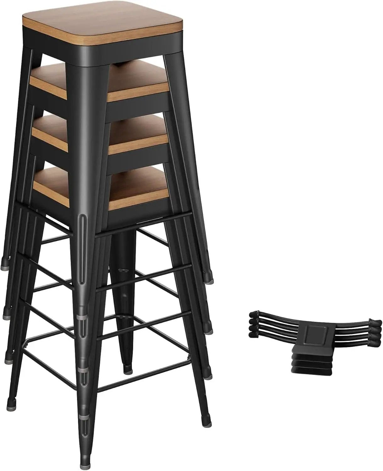 Modern Stackable Metal Bar Stools Set of Four from PriceLows™