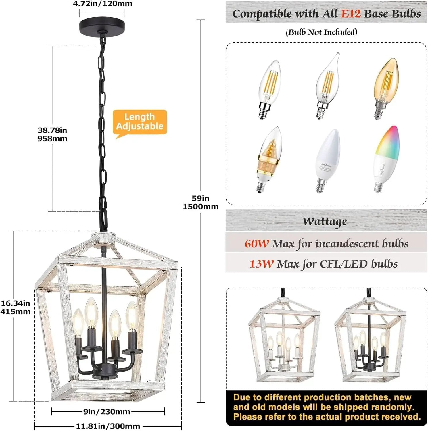 Rustic 4 Light Chandelier With Brushed White Oak Finish from PriceLows™