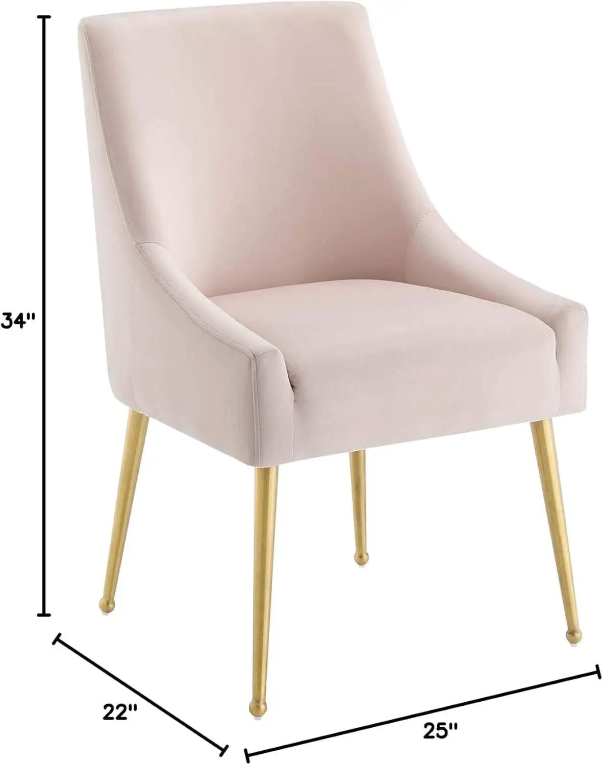 Pink Velvet Dining Chair With Gold Accents For Dining Room from PriceLows™