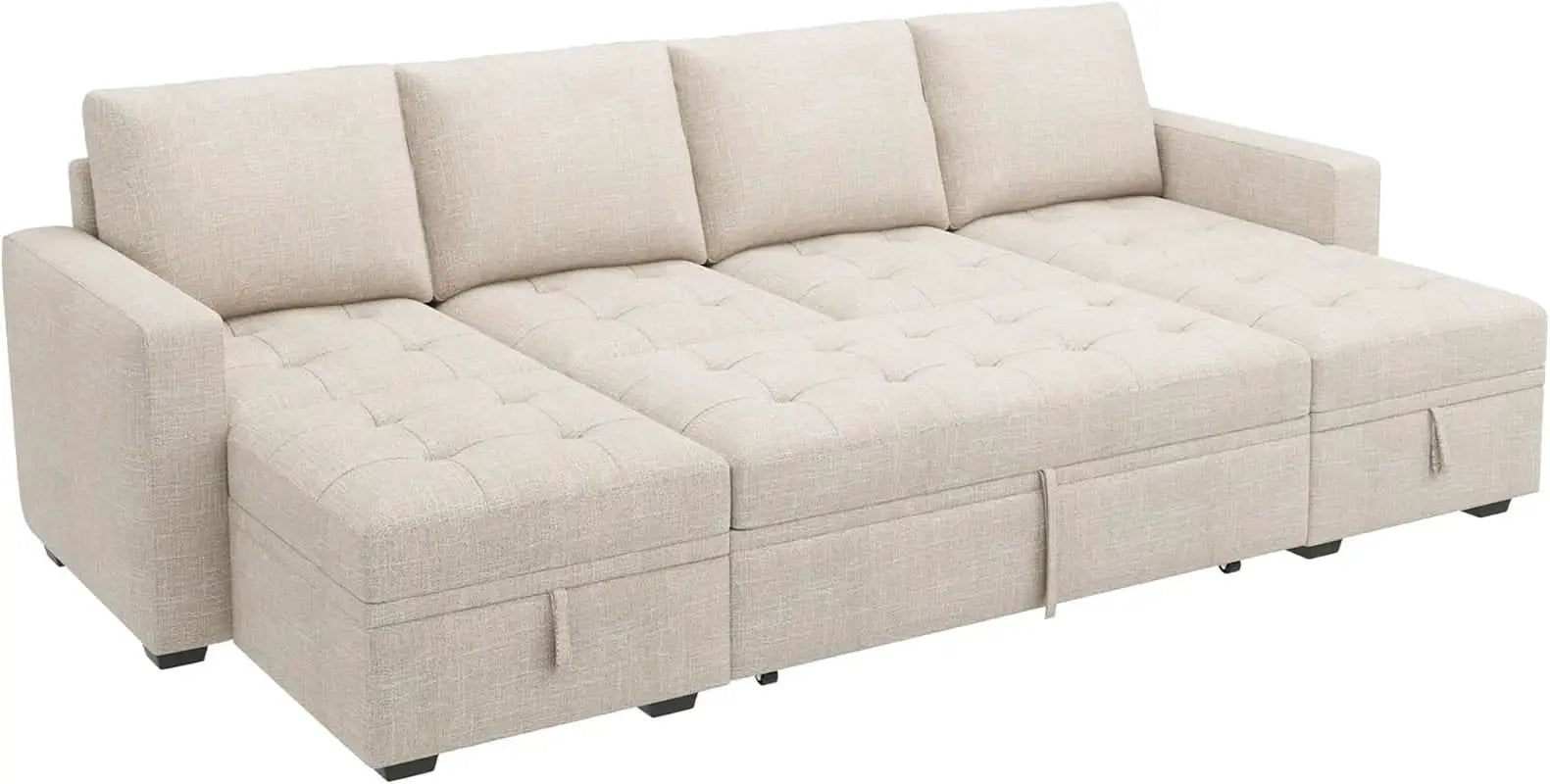 Beige Modular Sleeper Sectional Couch With Storage from PriceLows™