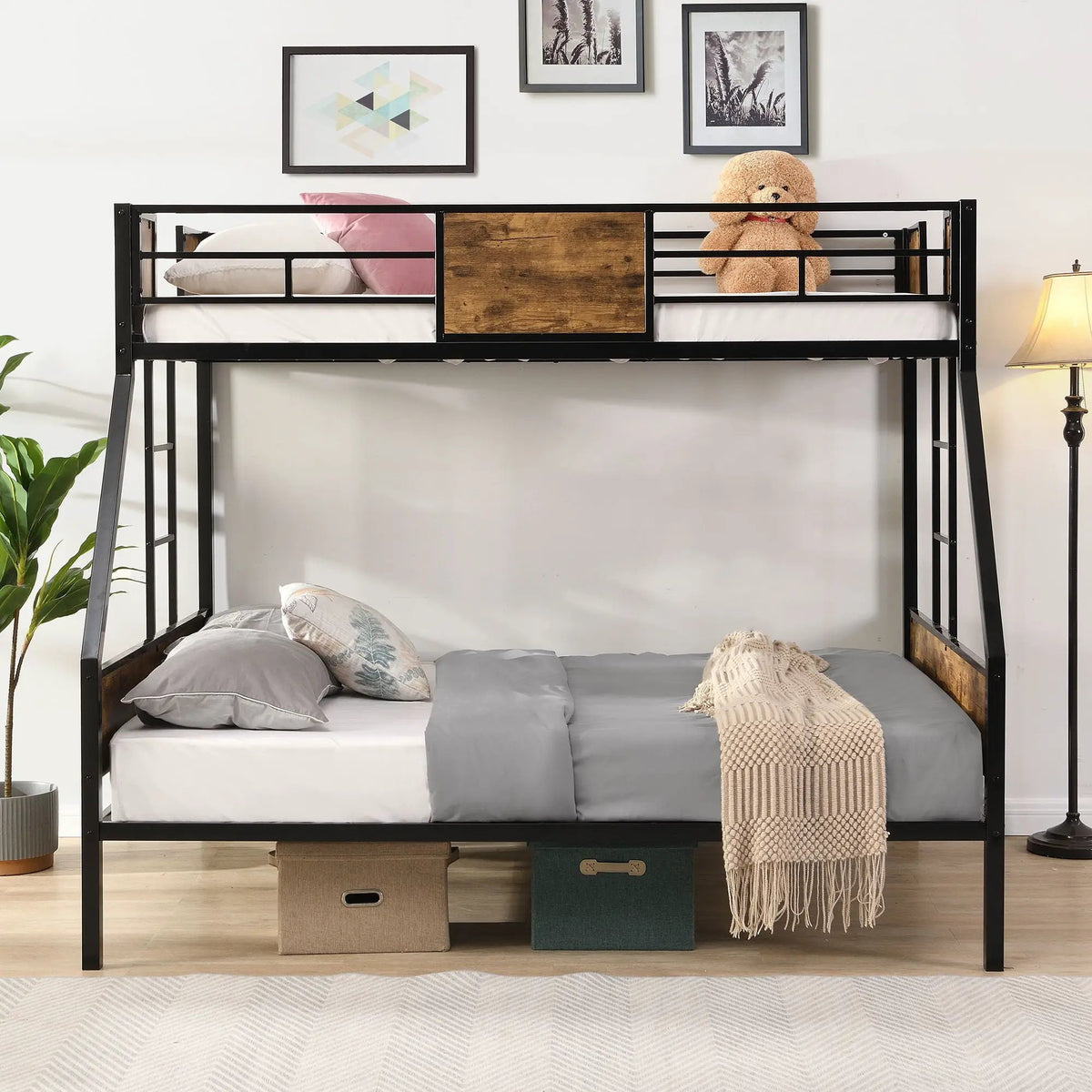 Modern Metal Bunk Bed | Dual Side Ladder | Steel Construction