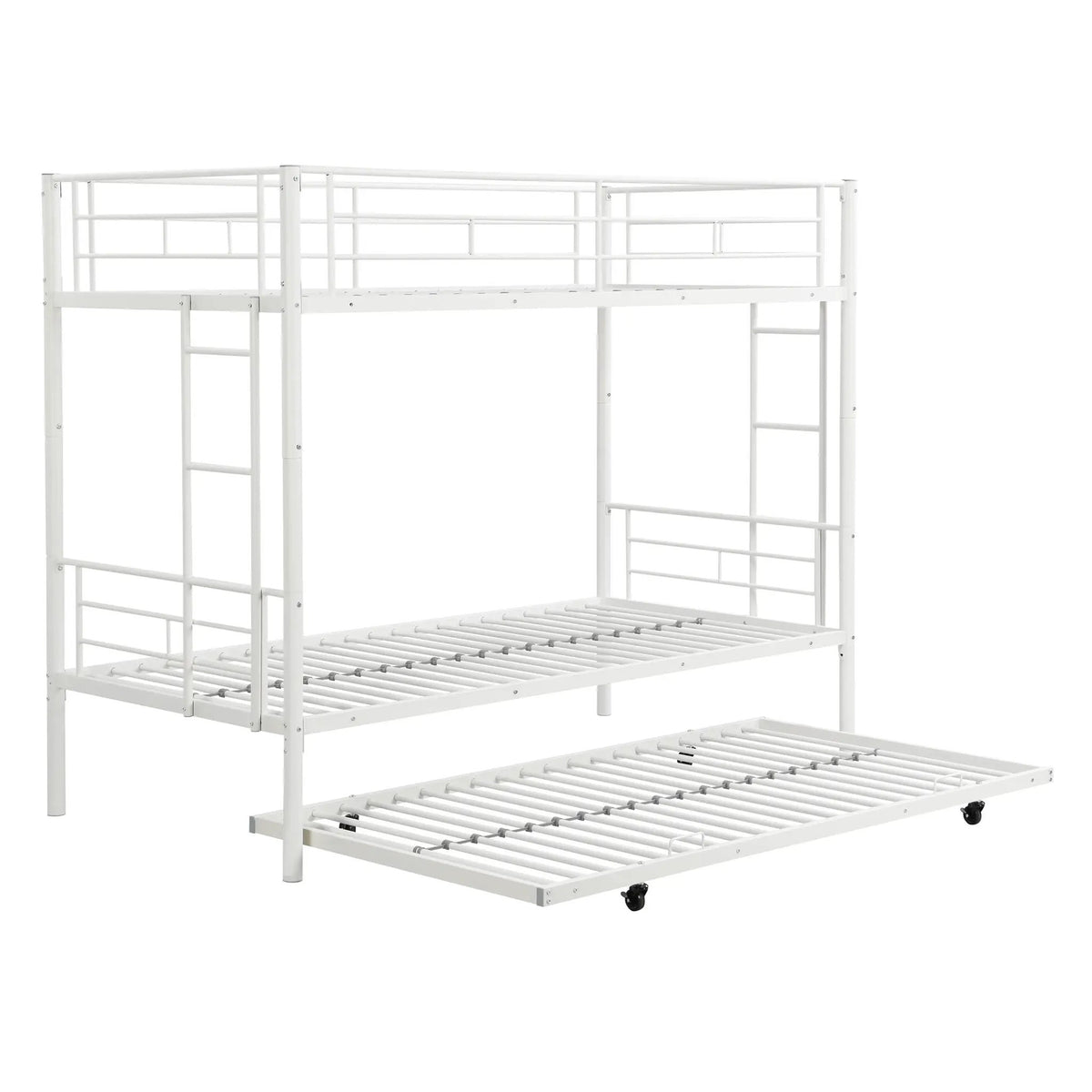 Bunk Bed With Trundle | Heavy Duty Steel | Space Saving | Twin Top