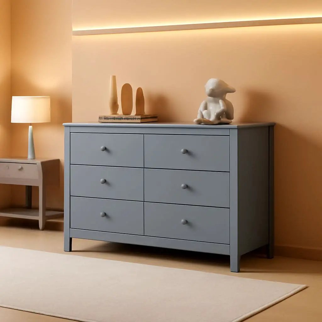 Pebble Gray 6 Drawer Double Dresser For Nursery And Kids from PriceLows™