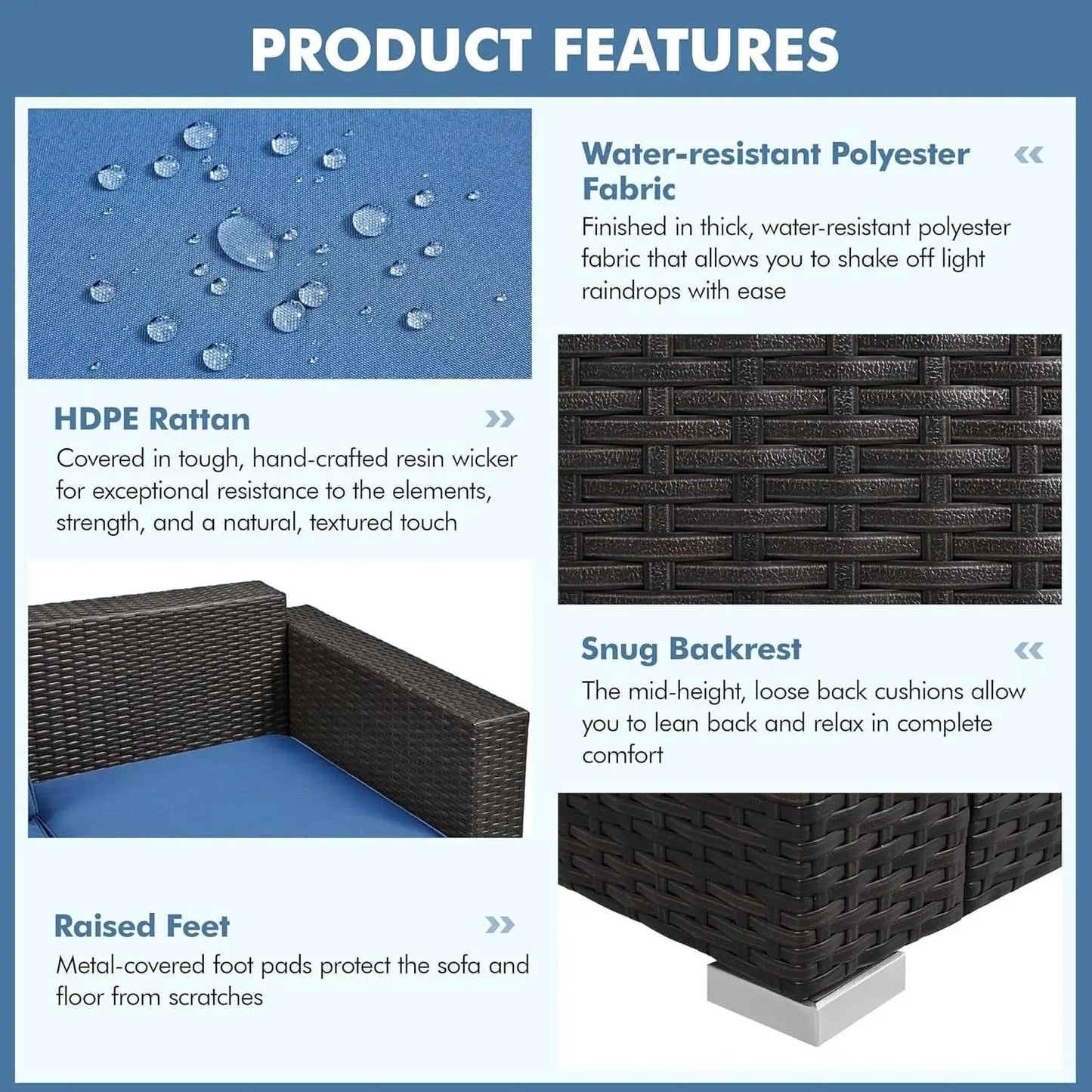 Outdoor Three-Seat Wicker Sofa with Deep Cushions and Pillows from PriceLows™