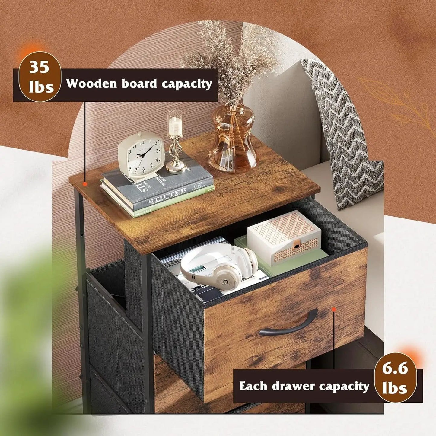Dresser With 3 Drawers Rustic Brown Wood Grain Finish from PriceLows™