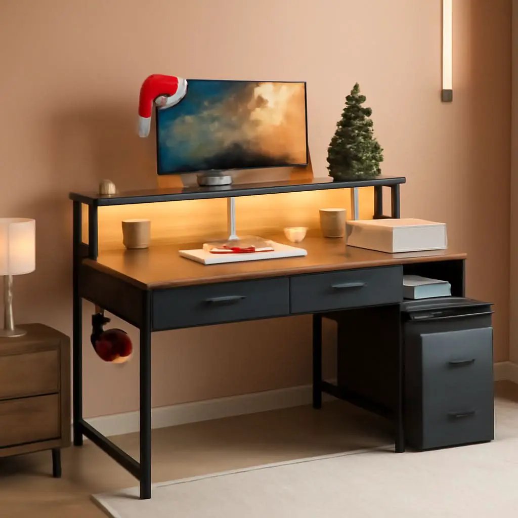 48-Inch Computer Desk With LED Strip And Power Strip from PriceLows™